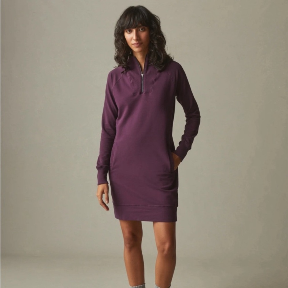 American Giant Purple Long Sleeve Moto Dress